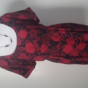 Red dress with black roses